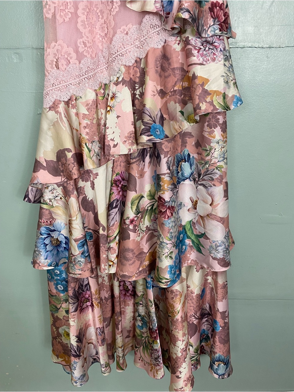 Anthropologie BHLDN‎ Elora Sleeveless V Neck Ruffle Lace Midi Dress Floral Sz 8 - Picture 4 of 8